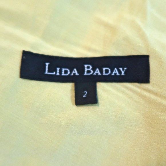 Lida Baday Yellow Belted Pleated Midi Dress 2 - Picture 12 of 12